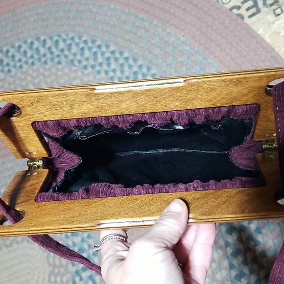 Vintage FS Originals wine corduroy bag with wooden closure - Picture 6 of 8
